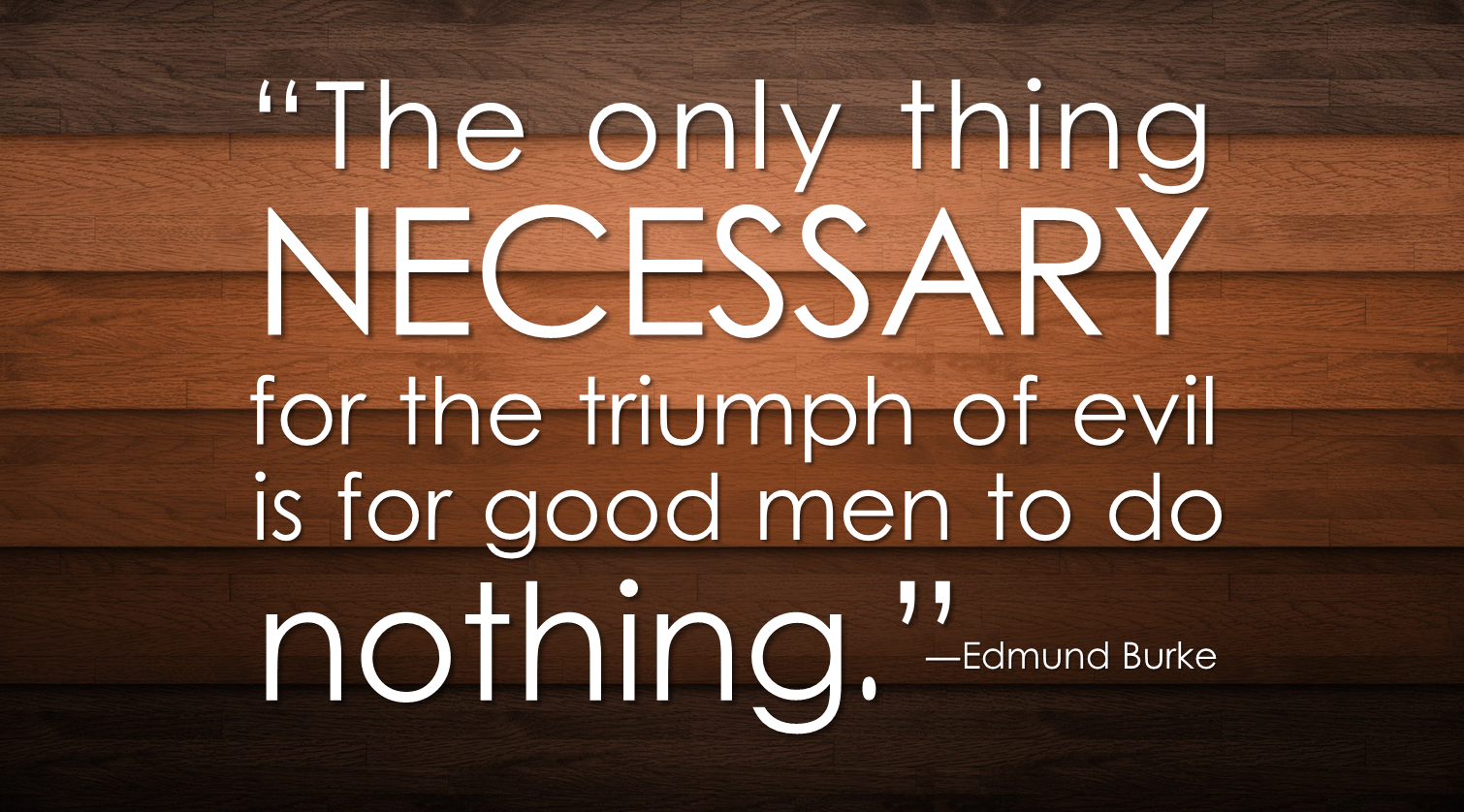 The Only Thing Necessary For The Triumph Of Evil Is For Good Men To Do Nothing 109